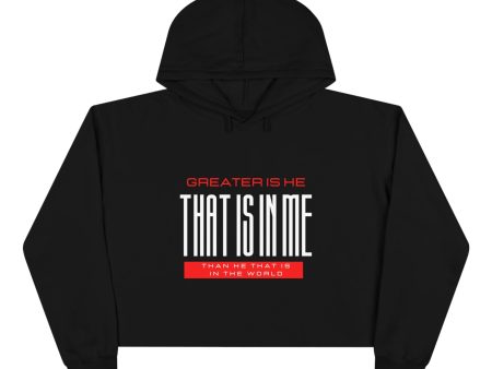 Greater Is He Crop Hoodie Women s Online Hot Sale