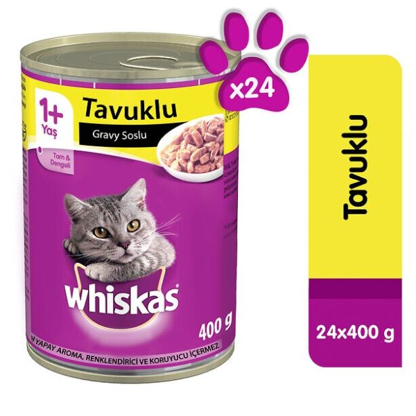 Whiskas Tavuklu Yetişkin Kedi Konserve Yaş Maması 24X400 gr Discount