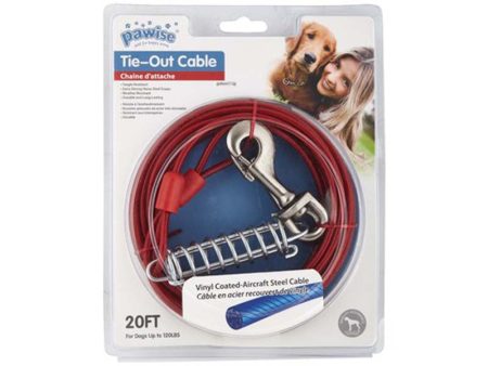 Pawise | Heavy Duty Tie Out Cable - 20ft Long - For Dogs Up To 120lbs (55kg) Online now