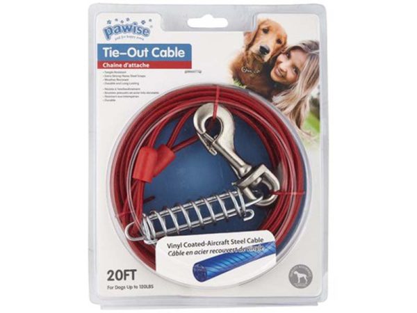 Pawise | Heavy Duty Tie Out Cable - 20ft Long - For Dogs Up To 120lbs (55kg) Online now