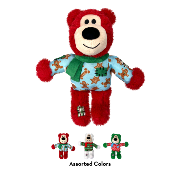 KONG Holiday Wild Knots Bear 2024 | Small Medium Christmas Durable Squeaky Dog Toy Fashion