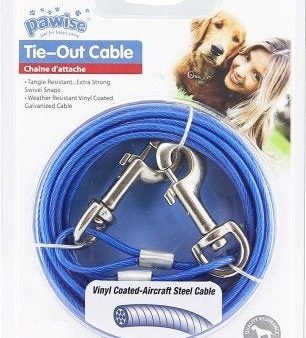 Pawise | Standard Duty Tie Out Cable - 15ft Long - For Dogs Up To 60lbs (25kg) on Sale