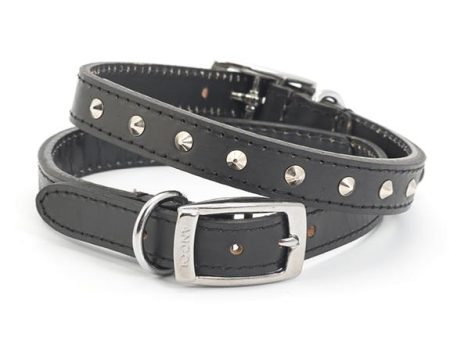 Ancol Leather Studded Collar - Black Discount