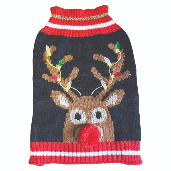 Holly & Robin | Christmas Dog Jumper | Cosy Knit Reindeer Sweater Online