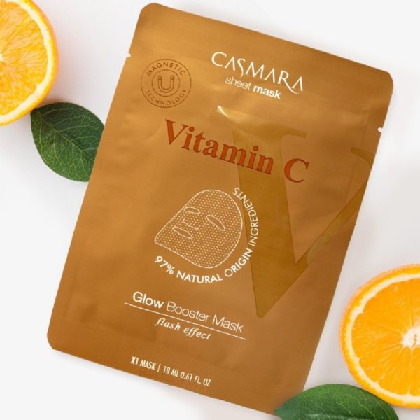 Skaistinamoji veido kaukė Casmara Glow Booster Sheet Mask Vitamin C CASA75001, su vitaminu C ir niacinamidu, magnetinė technologija Online now